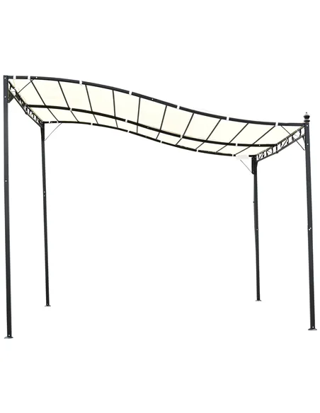 Outsunny 3x3 m Wall Mounted Garden Porch-Black/Cream White