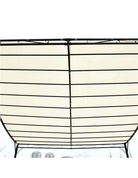 Outsunny 3x3 m Wall Mounted Garden Porch-Black/Cream White