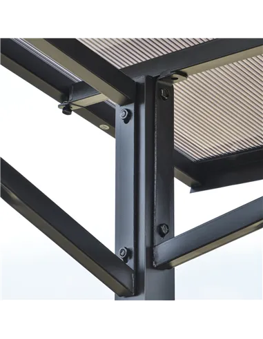 Outsunny 8ft x 5ft Outdoor BBQ Protective Gazebo Tent Aluminium Steel Frame w/ 2 Shelves Hardtop Roof Canopy Ground Stakes Safe 