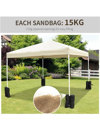 Outsunny 15 kg Heavy Duty Gazebo Weight Sand Bags, 4 pcs Leg Weights Marquee Tent Canopy Base for Trampoline Pop Up Gazebo Tent 