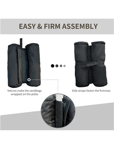 Outsunny 15 kg Heavy Duty Gazebo Weight Sand Bags, 4 pcs Leg Weights Marquee Tent Canopy Base for Trampoline Pop Up Gazebo Tent 
