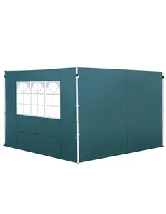 Outsunny 3 Meters Gazebo Replaceable Exchangeable Side Panel Wall Panels Walls With Window, Dark Green