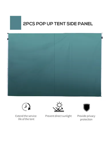 Outsunny 3 Meters Gazebo Replaceable Exchangeable Side Panel Wall Panels Walls With Window, Dark Green