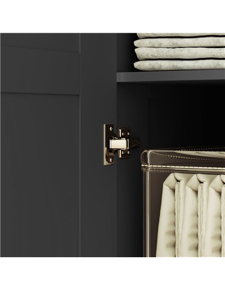 HOMCOM Double Panel Door Wardrobe, with Shelves - Black