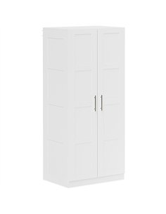 HOMCOM Double Paneled Door Wardrobe, with Shelves - White