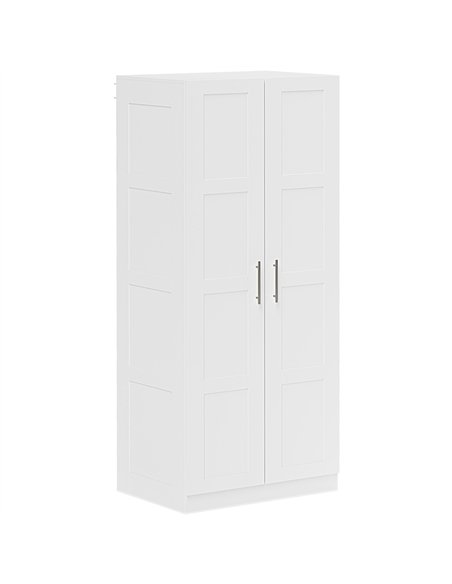 HOMCOM Double Paneled Door Wardrobe, with Shelves - White
