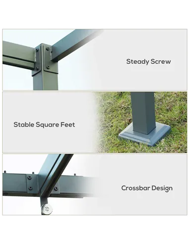 Outsunny 3 x 2m Metal Outdoor Pergola with Retractable Roof, Outdoor Gazebo Canopy Shelter with Drainage Holes for Garden, Patio