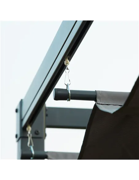 Outsunny 3 x 2m Metal Outdoor Pergola with Retractable Roof, Outdoor Gazebo Canopy Shelter with Drainage Holes for Garden, Patio