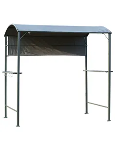 Outsunny 2.2 x 1.4m BBQ Shelter, Outdoor Grill Gazebo Canopy with Shelves, Hanging Hooks, and Metal Frame, for Garden Patio Back