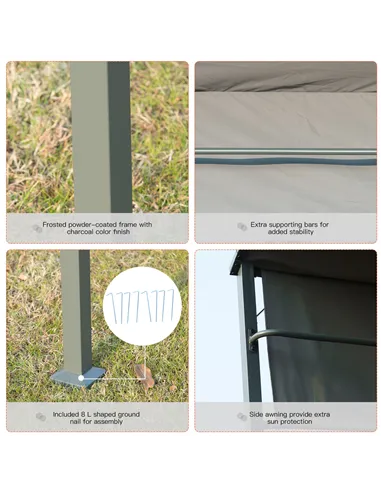 Outsunny 2.2 x 1.4m BBQ Shelter, Outdoor Grill Gazebo Canopy with Shelves, Hanging Hooks, and Metal Frame, for Garden Patio Back