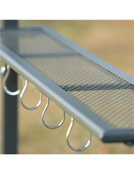 Outsunny 2.2 x 1.4m BBQ Shelter, Outdoor Grill Gazebo Canopy with Shelves, Hanging Hooks, and Metal Frame, for Garden Patio Back