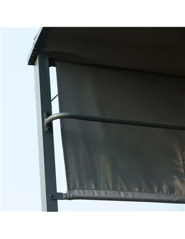 Outsunny 2.2 x 1.4m BBQ Shelter, Outdoor Grill Gazebo Canopy with Shelves, Hanging Hooks, and Metal Frame, for Garden Patio Back