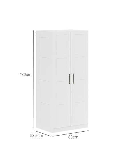 HOMCOM Double Paneled Door Wardrobe, with Shelves - White