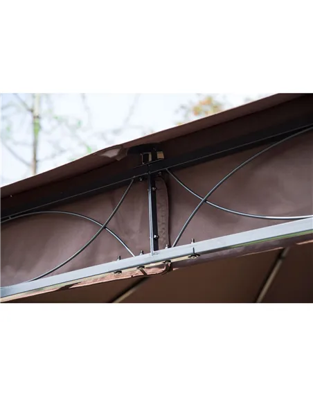 Outsunny 3 x 3(m) Garden Gazebo, Outdoor Gazebo Canopy Shelter with Curtains and Steel Frame for Lawn, Yard and Deck, Coffee