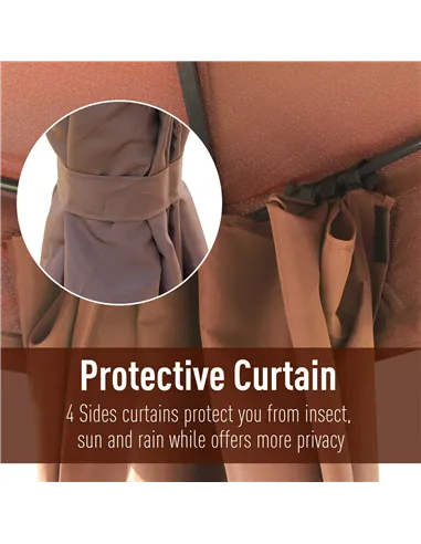 Outsunny 3 x 4m Garden Gazebo, Double Roof Marquee Canopy Shelter with Sidewalls, Solid Steel Frame for Garden, Lawn, Backyard a