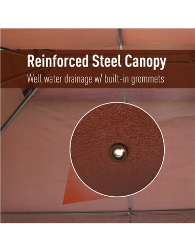 Outsunny 3 x 4m Garden Gazebo, Double Roof Marquee Canopy Shelter with Sidewalls, Solid Steel Frame for Garden, Lawn, Backyard a