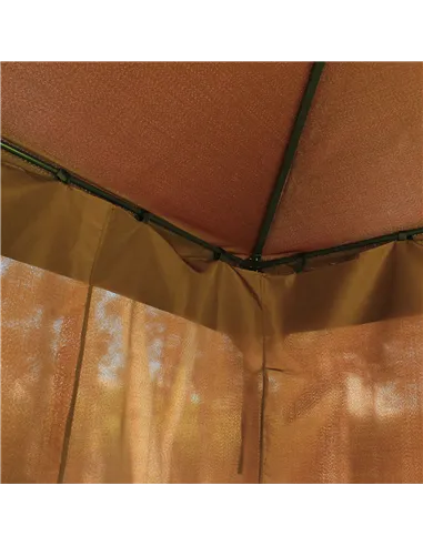 Outsunny 3 x 4m Garden Gazebo, Double Roof Marquee Canopy Shelter with Sidewalls, Solid Steel Frame for Garden, Lawn, Backyard a