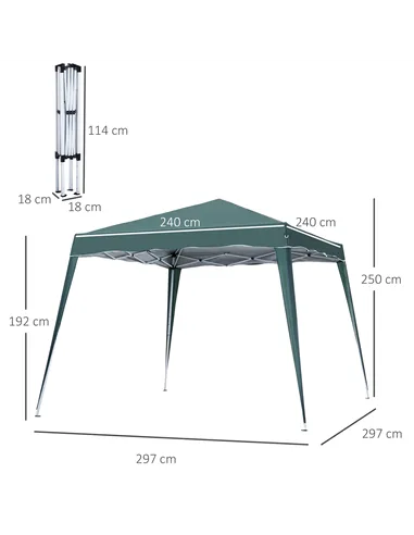 Outsunny 3 M x 3 M Base/ 2.5 M x 2.5 M Top Pop Up Gazebo with Carry Bag, Height Adjustable Slant Leg Party Tent Instant Event Sh