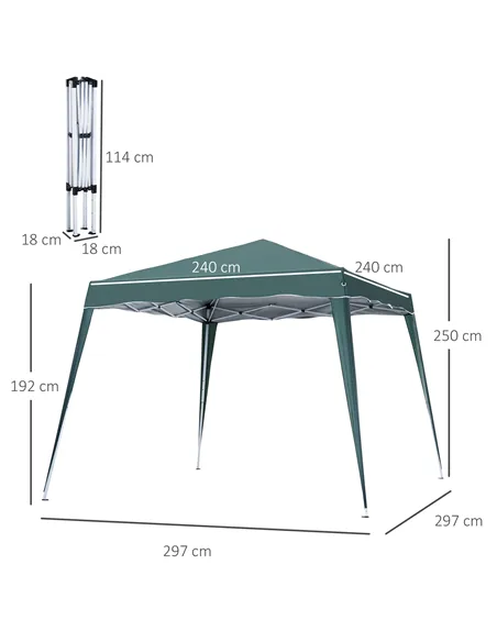 Outsunny 3 M x 3 M Base/ 2.5 M x 2.5 M Top Pop Up Gazebo with Carry Bag, Height Adjustable Slant Leg Party Tent Instant Event Sh