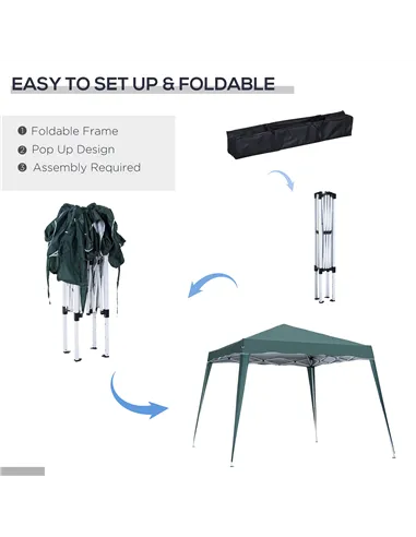 Outsunny 3 M x 3 M Base/ 2.5 M x 2.5 M Top Pop Up Gazebo with Carry Bag, Height Adjustable Slant Leg Party Tent Instant Event Sh