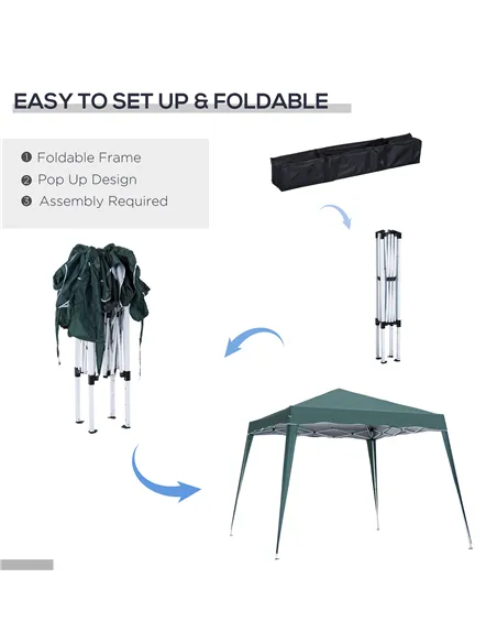 Outsunny 3 M x 3 M Base/ 2.5 M x 2.5 M Top Pop Up Gazebo with Carry Bag, Height Adjustable Slant Leg Party Tent Instant Event Sh