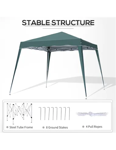 Outsunny 3 M x 3 M Base/ 2.5 M x 2.5 M Top Pop Up Gazebo with Carry Bag, Height Adjustable Slant Leg Party Tent Instant Event Sh