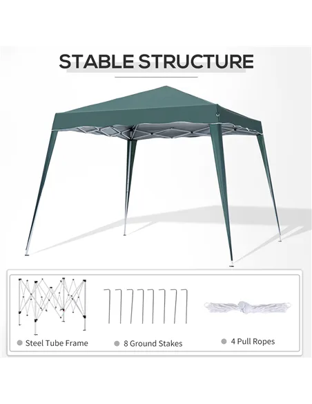 Outsunny 3 M x 3 M Base/ 2.5 M x 2.5 M Top Pop Up Gazebo with Carry Bag, Height Adjustable Slant Leg Party Tent Instant Event Sh