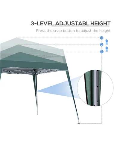 Outsunny 3 M x 3 M Base/ 2.5 M x 2.5 M Top Pop Up Gazebo with Carry Bag, Height Adjustable Slant Leg Party Tent Instant Event Sh