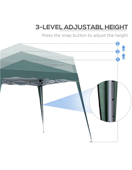 Outsunny 3 M x 3 M Base/ 2.5 M x 2.5 M Top Pop Up Gazebo with Carry Bag, Height Adjustable Slant Leg Party Tent Instant Event Sh
