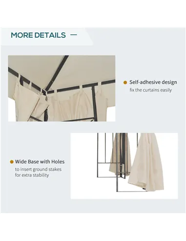 Outsunny 3 x 3 m Garden Gazebo Double Roof Marquee Patio Wedding Party Tent Canopy Shelter with Sidewalls, (Beige)