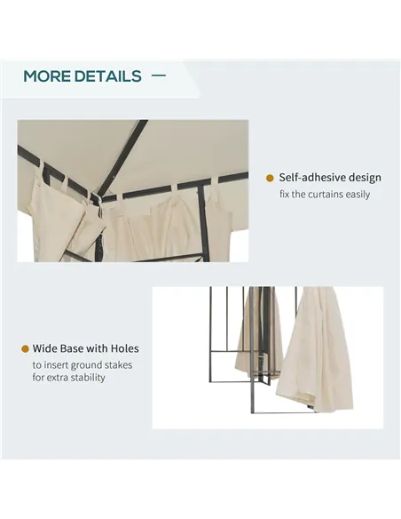 Outsunny 3 x 3 m Garden Gazebo Double Roof Marquee Patio Wedding Party Tent Canopy Shelter with Sidewalls, (Beige)