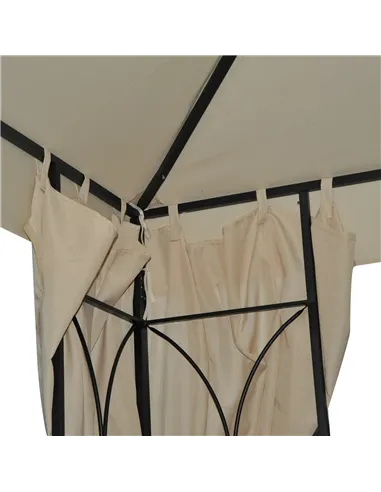 Outsunny 3 x 3 m Garden Gazebo Double Roof Marquee Patio Wedding Party Tent Canopy Shelter with Sidewalls, (Beige)