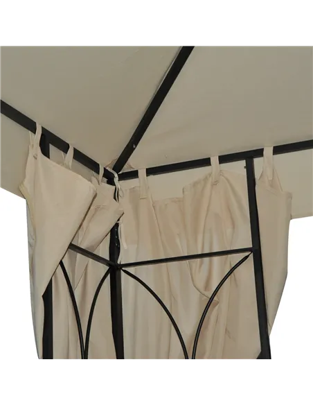 Outsunny 3 x 3 m Garden Gazebo Double Roof Marquee Patio Wedding Party Tent Canopy Shelter with Sidewalls, (Beige)