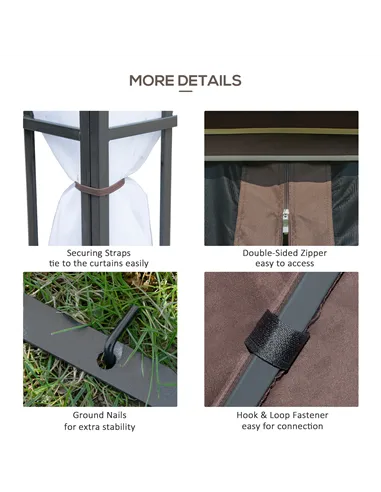 Outsunny 3 x 3(m) Patio Gazebo Canopy Garden Pavilion Tent Shelter with 2 Tier Roof and Mosquito Netting, Steel Frame, Coffee