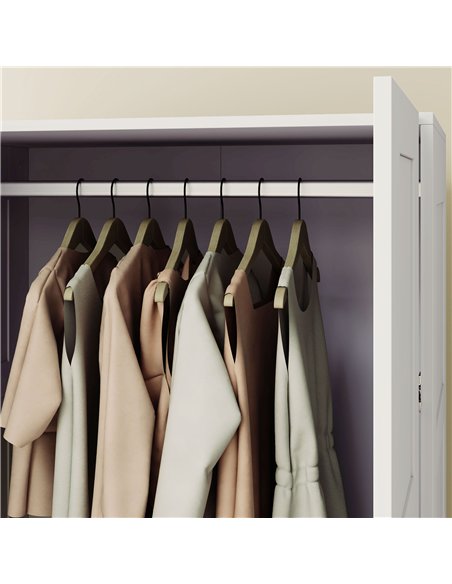 HOMCOM Double Paneled Door Wardrobe, with Shelves - White