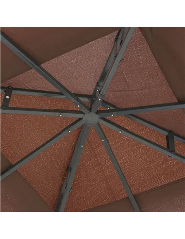 Outsunny 3 x 3(m) Patio Gazebo Canopy Garden Pavilion Tent Shelter with 2 Tier Roof and Mosquito Netting, Steel Frame, Coffee