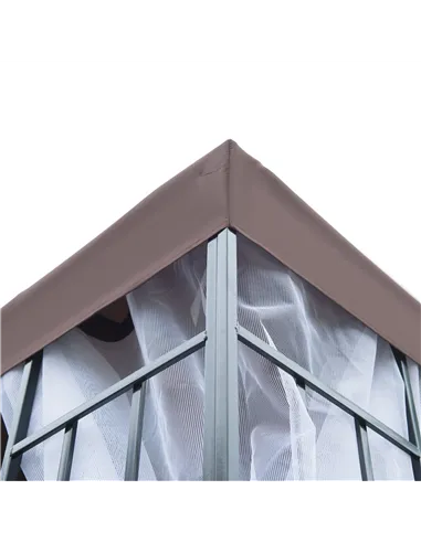 Outsunny 3 x 3(m) Patio Gazebo Canopy Garden Pavilion Tent Shelter with 2 Tier Roof and Mosquito Netting, Steel Frame, Coffee