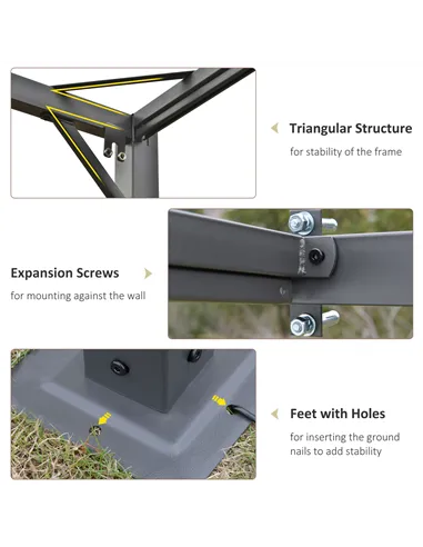 Outsunny 3 x 3(m) Outdoor Lean To Pergola Retractable Canopy Wall Mounted Gazebo Patio Shelter Sun Shade, Cream White