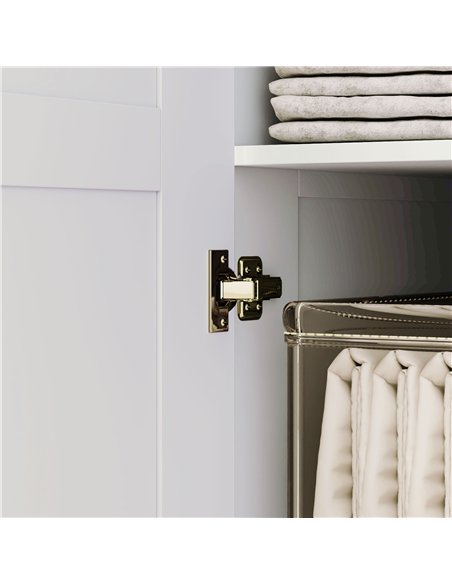 HOMCOM Double Paneled Door Wardrobe, with Shelves - White
