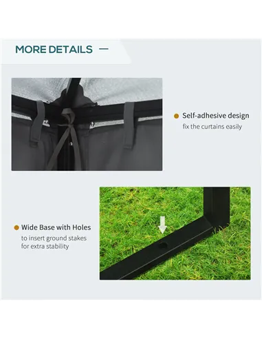 Outsunny 3 x 3 m Garden Gazebo Double Roof Marquee Patio Wedding Party Tent Canopy Shelter with Sidewalls, (Dark Grey)