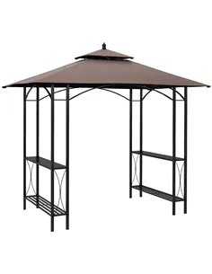 Outsunny 2.5 x 1.5m BBQ Tent Canopy Patio Outdoor Awning Gazebo Party Sun Shelter - Coffee