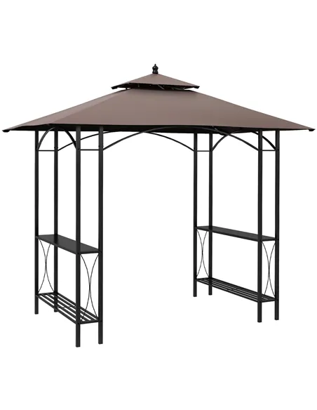 Outsunny 2.5 x 1.5m BBQ Tent Canopy Patio Outdoor Awning Gazebo Party Sun Shelter - Coffee