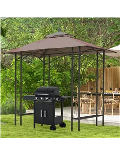 Outsunny 2.5 x 1.5m BBQ Tent Canopy Patio Outdoor Awning Gazebo Party Sun Shelter - Coffee 2