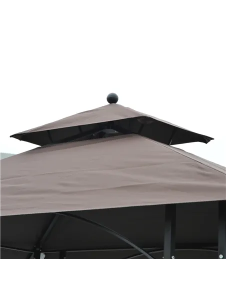 Outsunny 2.5 x 1.5m BBQ Tent Canopy Patio Outdoor Awning Gazebo Party Sun Shelter - Coffee