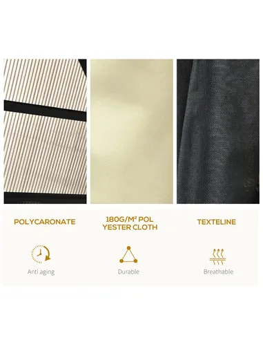 Outsunny 3.6 x 4m Hardtop Gazebo Canopy with Polycarbonate Roof and Aluminium Frame, Garden Pavilion with Mosquito Netting and C