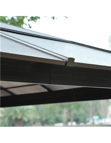 Outsunny 3.6 x 4m Hardtop Gazebo Canopy with Polycarbonate Roof and Aluminium Frame, Garden Pavilion with Mosquito Netting and C