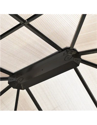 Outsunny 3.6 x 4m Hardtop Gazebo Canopy with Polycarbonate Roof and Aluminium Frame, Garden Pavilion with Mosquito Netting and C