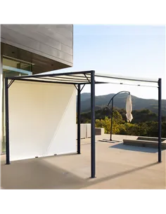 Outsunny Metal Pergola With Canopy Retractable Pergola Canopy 3Lx3Wx2.3H m Garden Gazebo Party Tent Sun Shelter Cover - Cream Wh 2