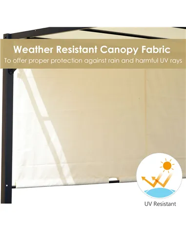 Outsunny Metal Pergola With Canopy Retractable Pergola Canopy 3Lx3Wx2.3H m Garden Gazebo Party Tent Sun Shelter Cover - Cream Wh