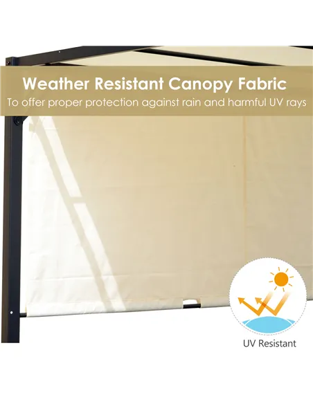 Outsunny Metal Pergola With Canopy Retractable Pergola Canopy 3Lx3Wx2.3H m Garden Gazebo Party Tent Sun Shelter Cover - Cream Wh